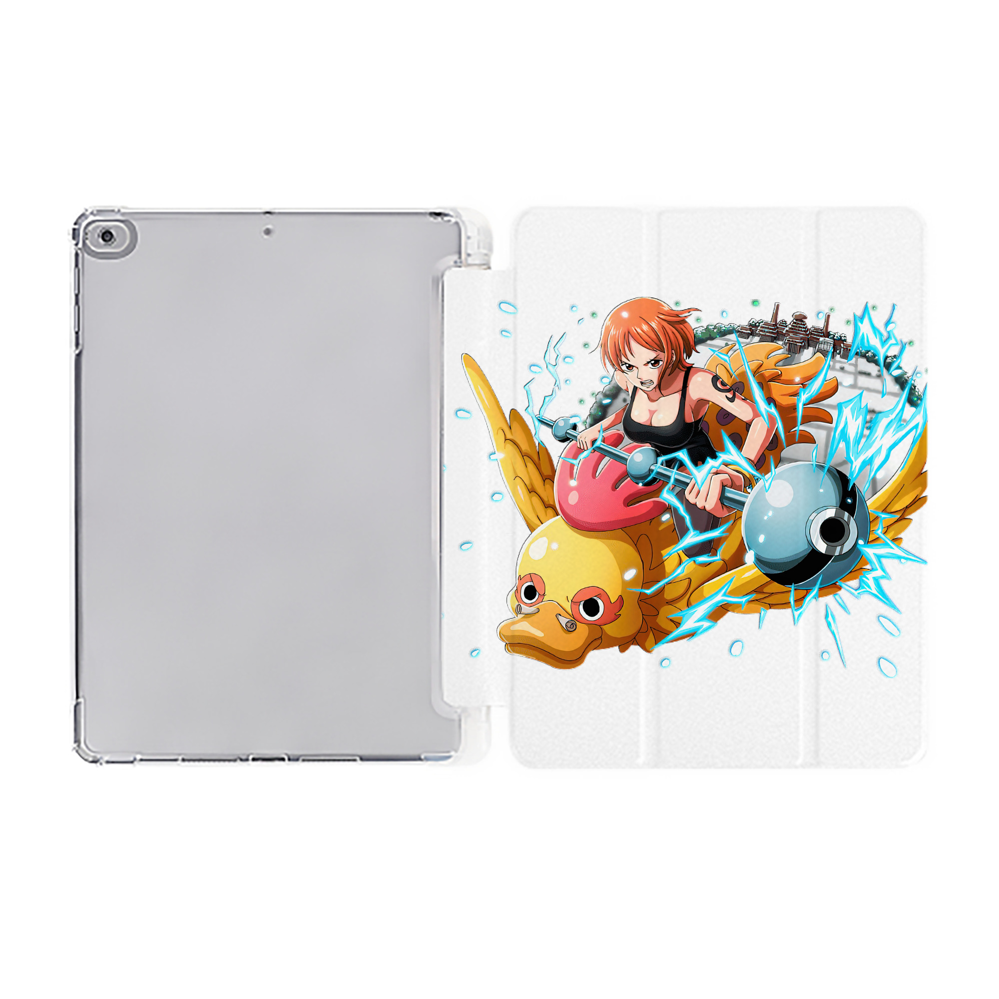 （画像用） ワンピース ナミ ONE PIECE Nami IPad ケース ペン収納付き 三つ折りスタンド PUレザー×シリコン 対応機種9.5/10.5/10.9インチ